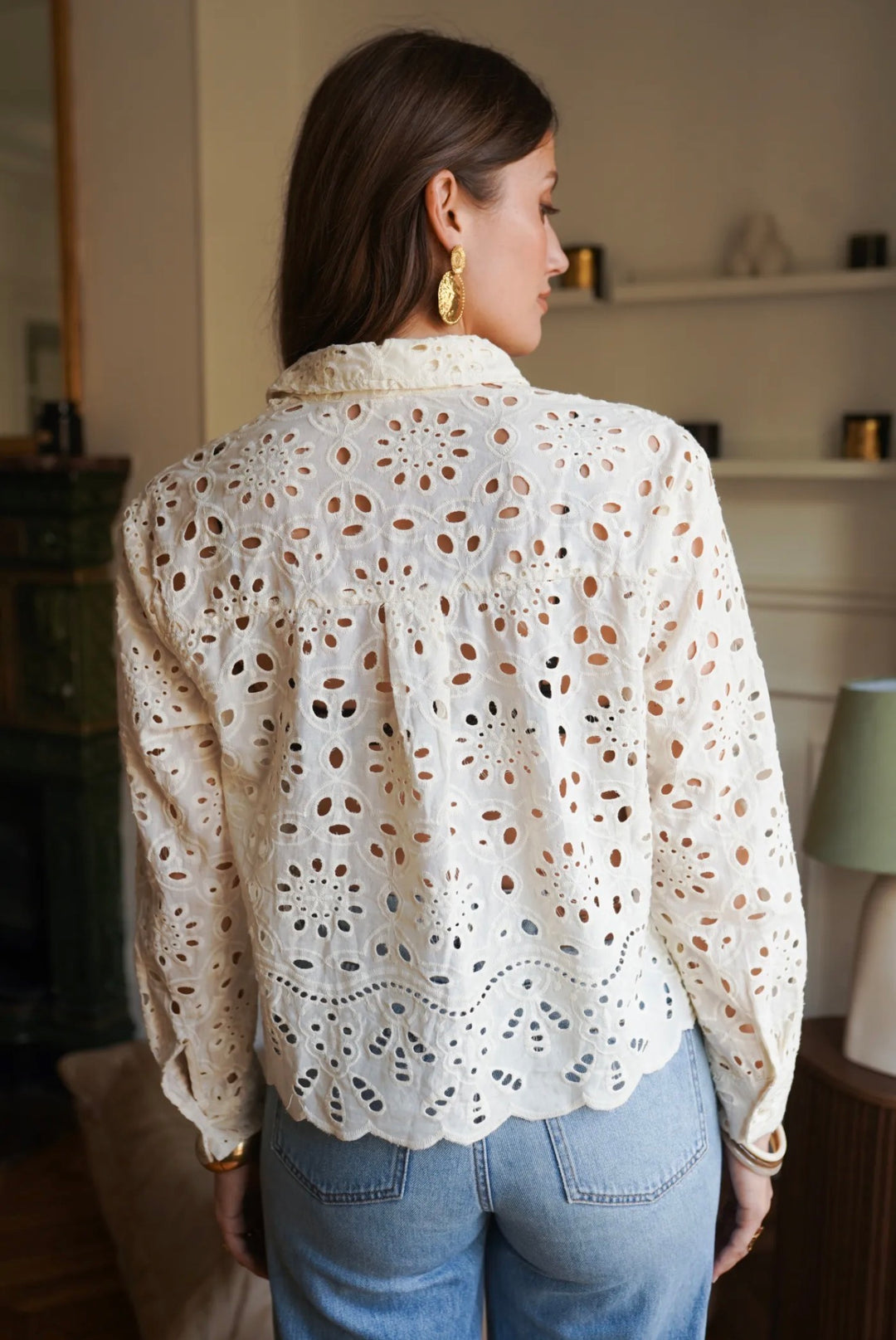 Carrie Broderie Blouse (Cream)