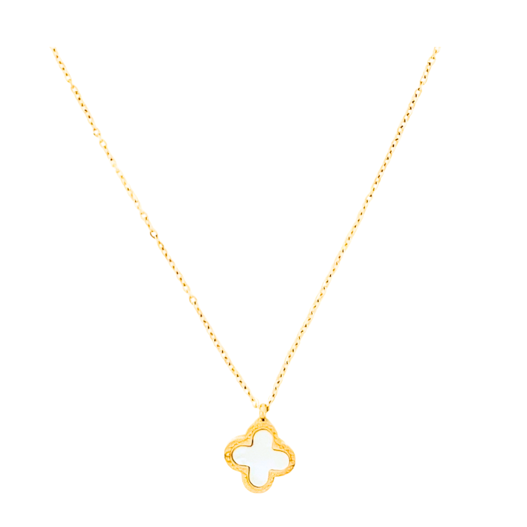 Clover Stainless Steel Necklace | Turquoise x White