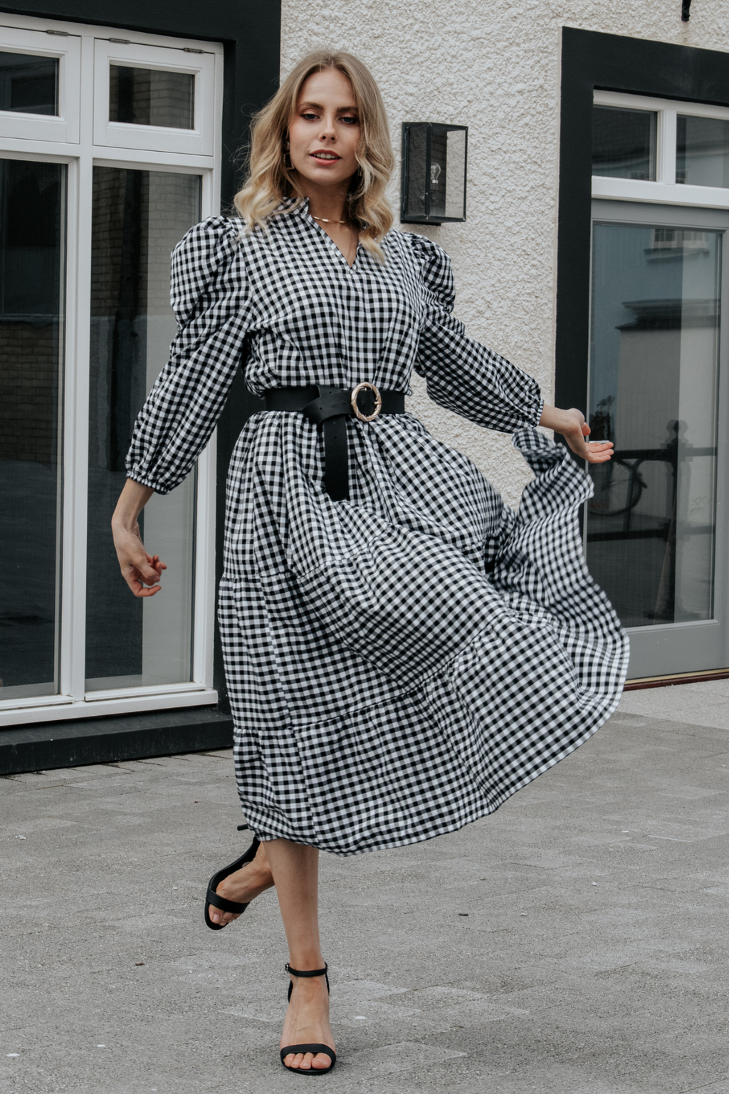 Poppy Midi Dress | Black x White - OUTLET