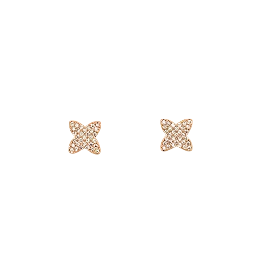 Clover Diamante Stud Earrings | Gold