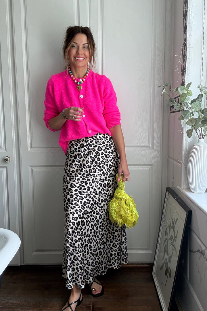 Sarah Leo Print Slip Silk Blend Skirt