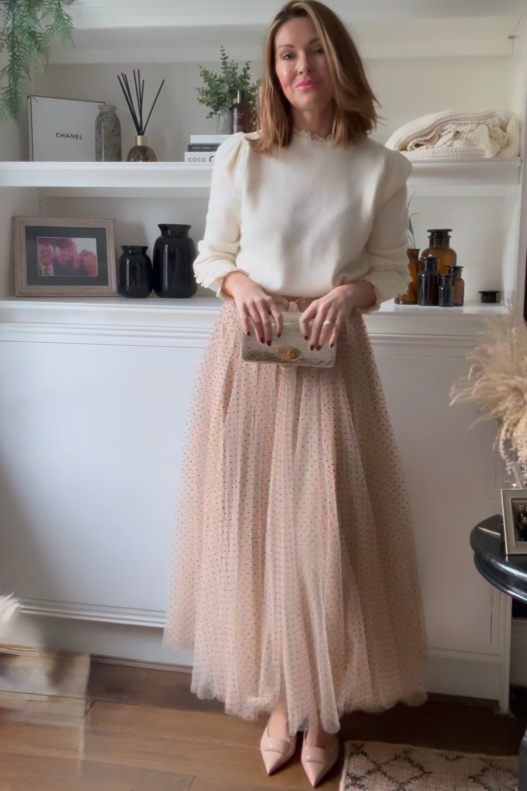 *** PRE ORDER *** Polka Dot Maxi Tulle Skirt | Creme