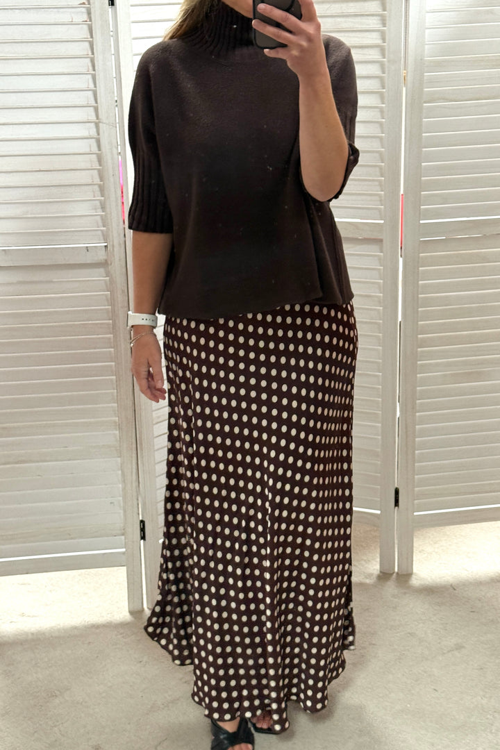 *** PRE ORDER *** Sarah Polka Dot Skirt (Black or Chocolate)