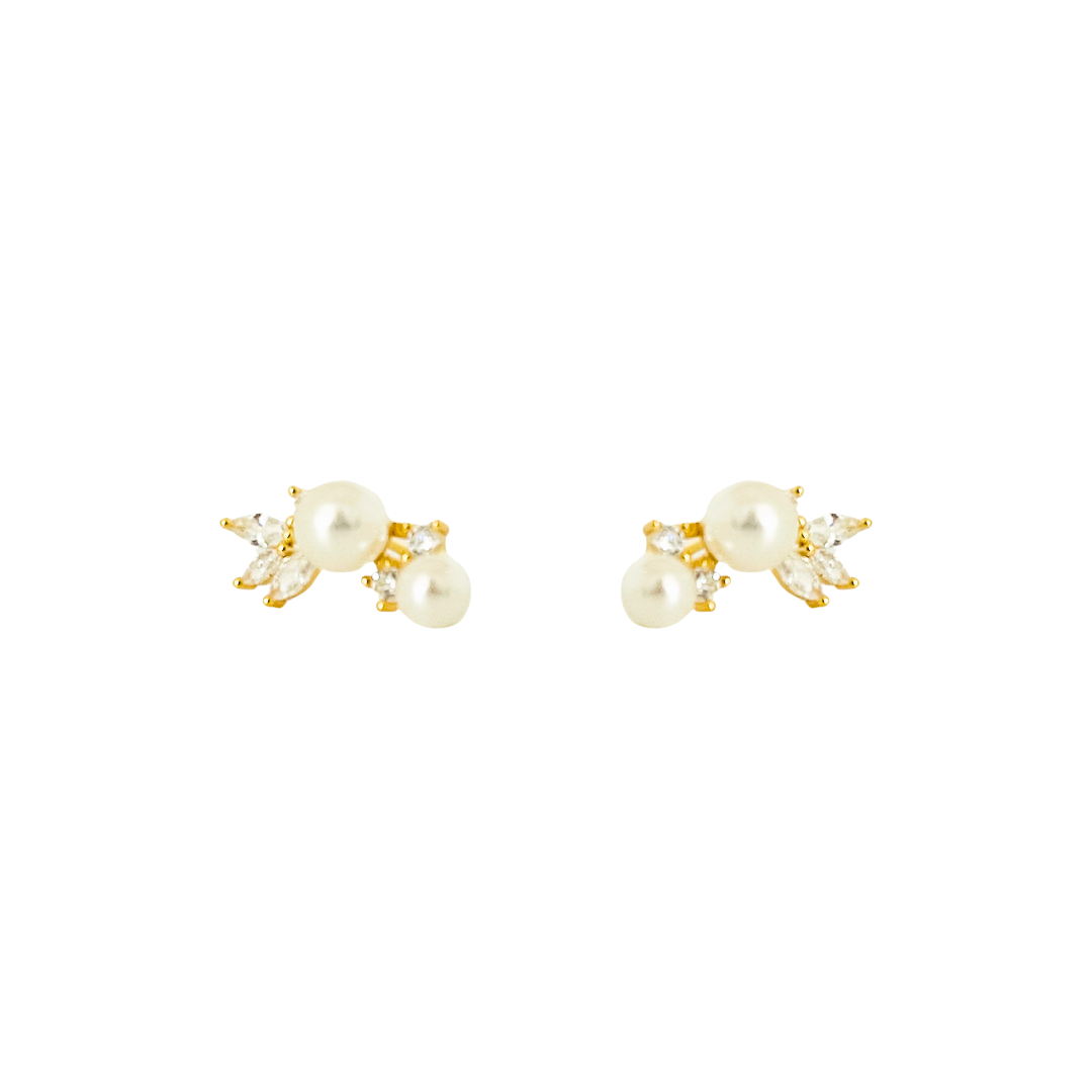 Pearl and Crystal Earrings | Gold