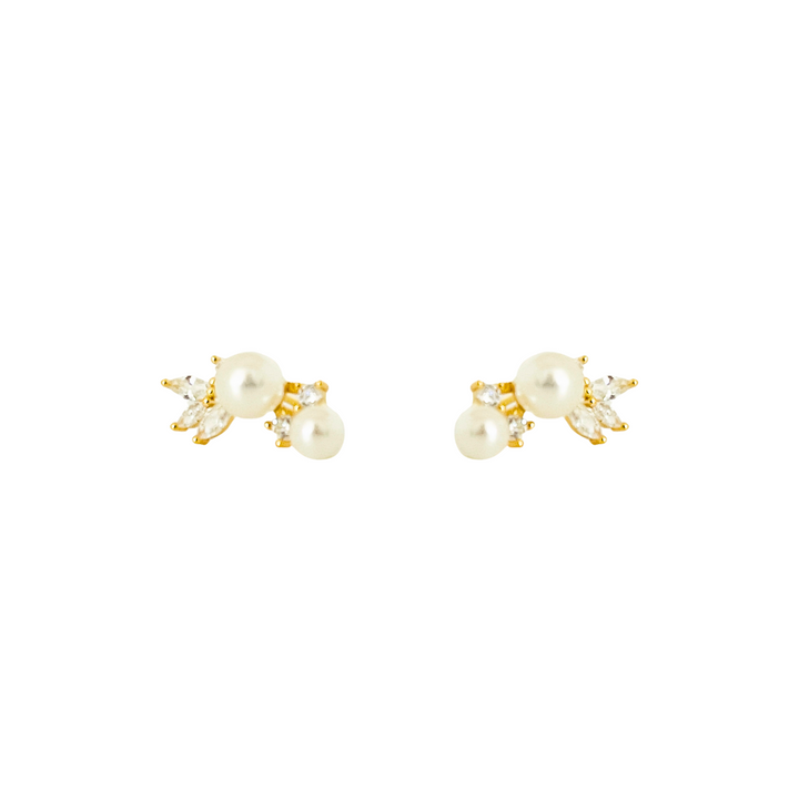 Pearl and Crystal Earrings | Gold