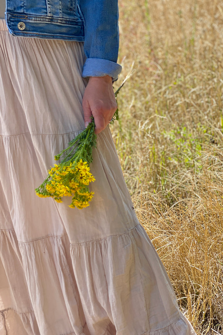 Boho Tiered Cotton Maxi Skirt