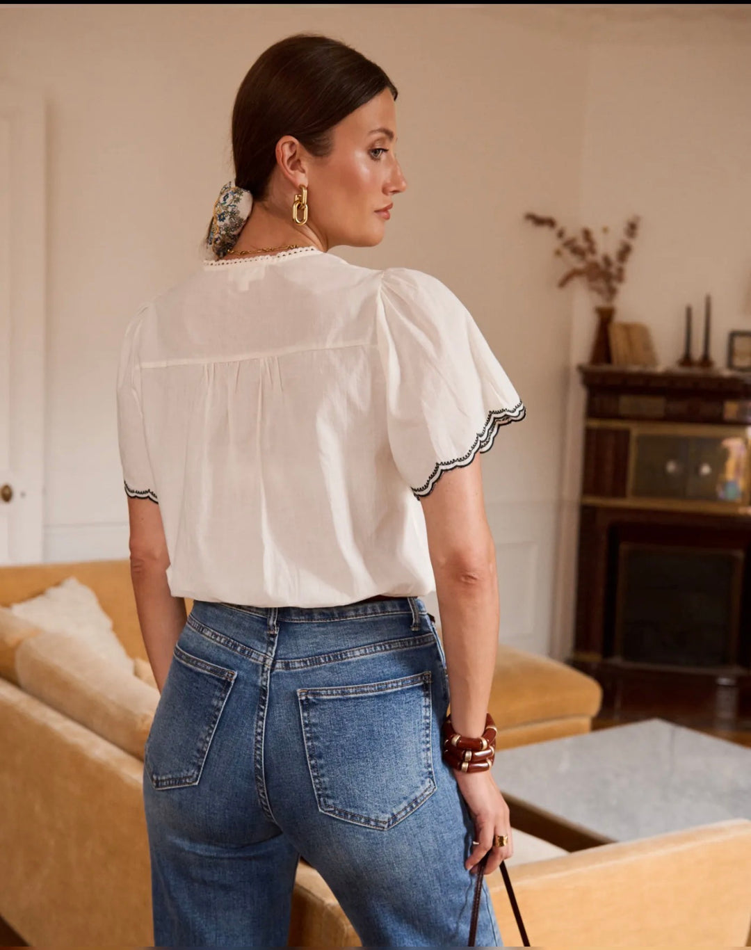 Eliza Embroidered Blouse (Cream)