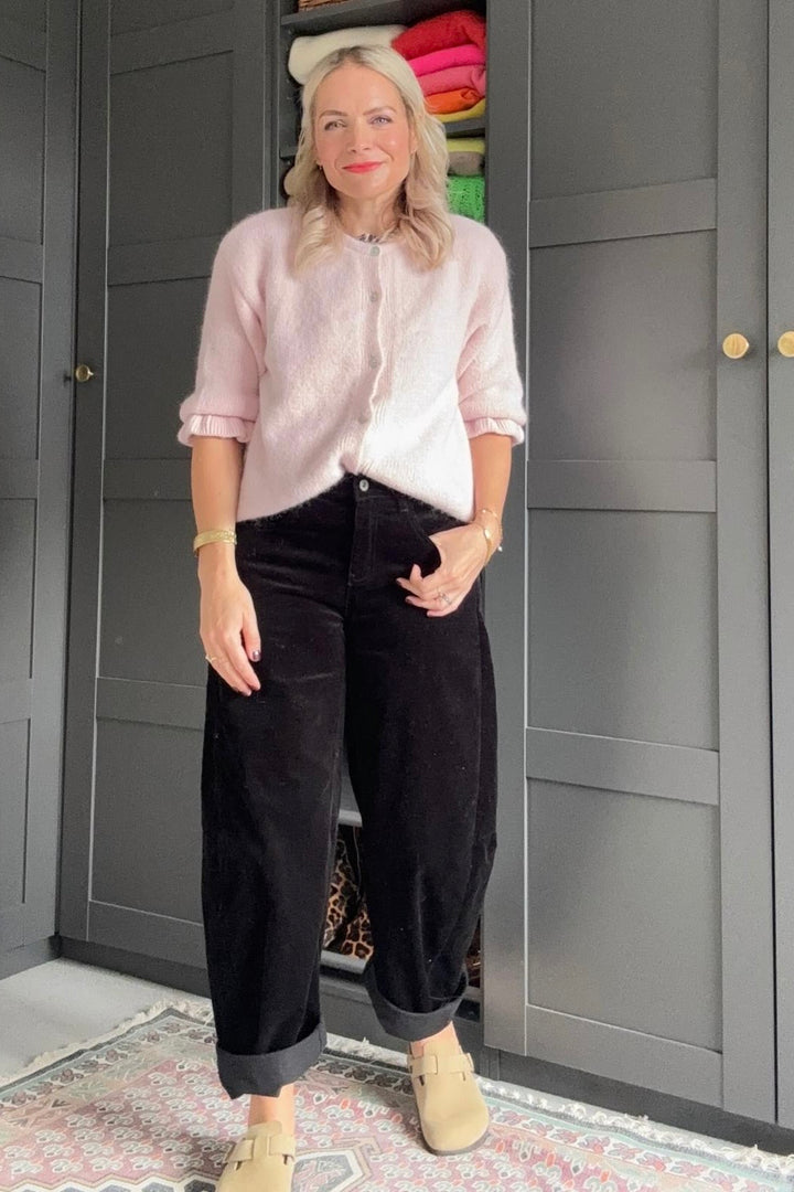 Cord Barrel Leg Jeans (Black or Chocolate)