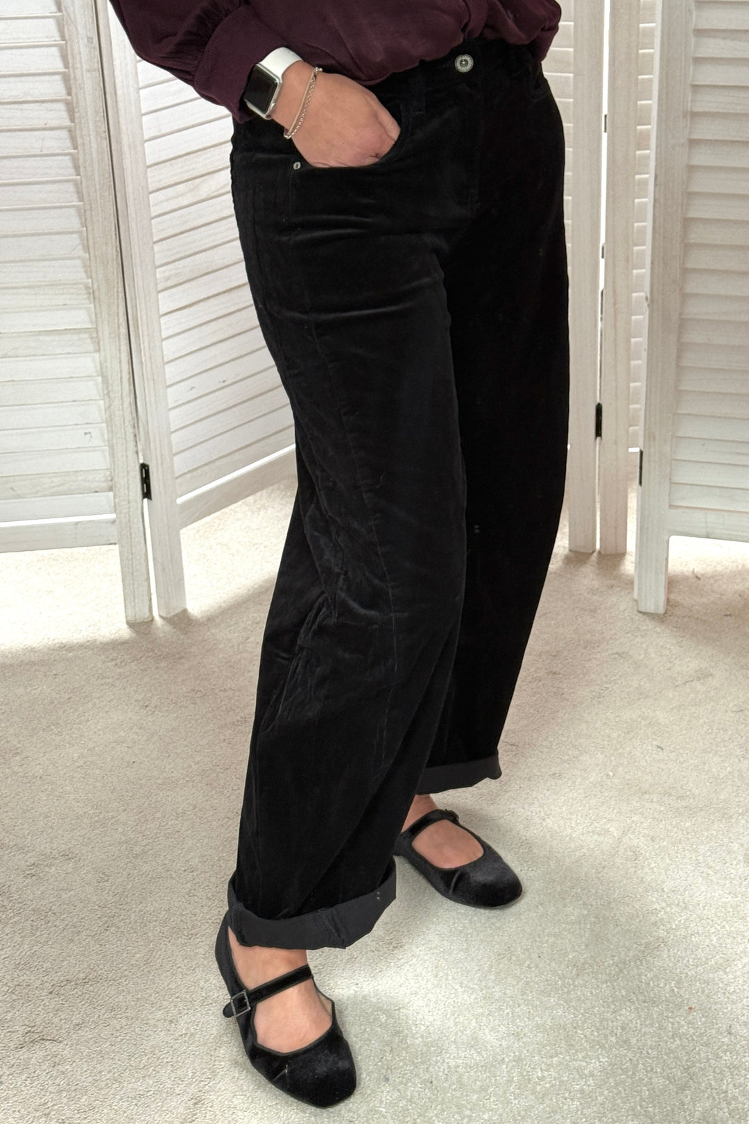 Cord Barrel Leg Jeans