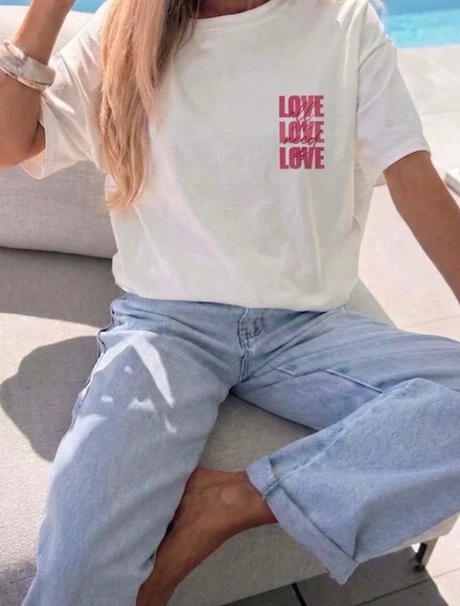 LOVE LOVE LOVE Oversized White T Shirt