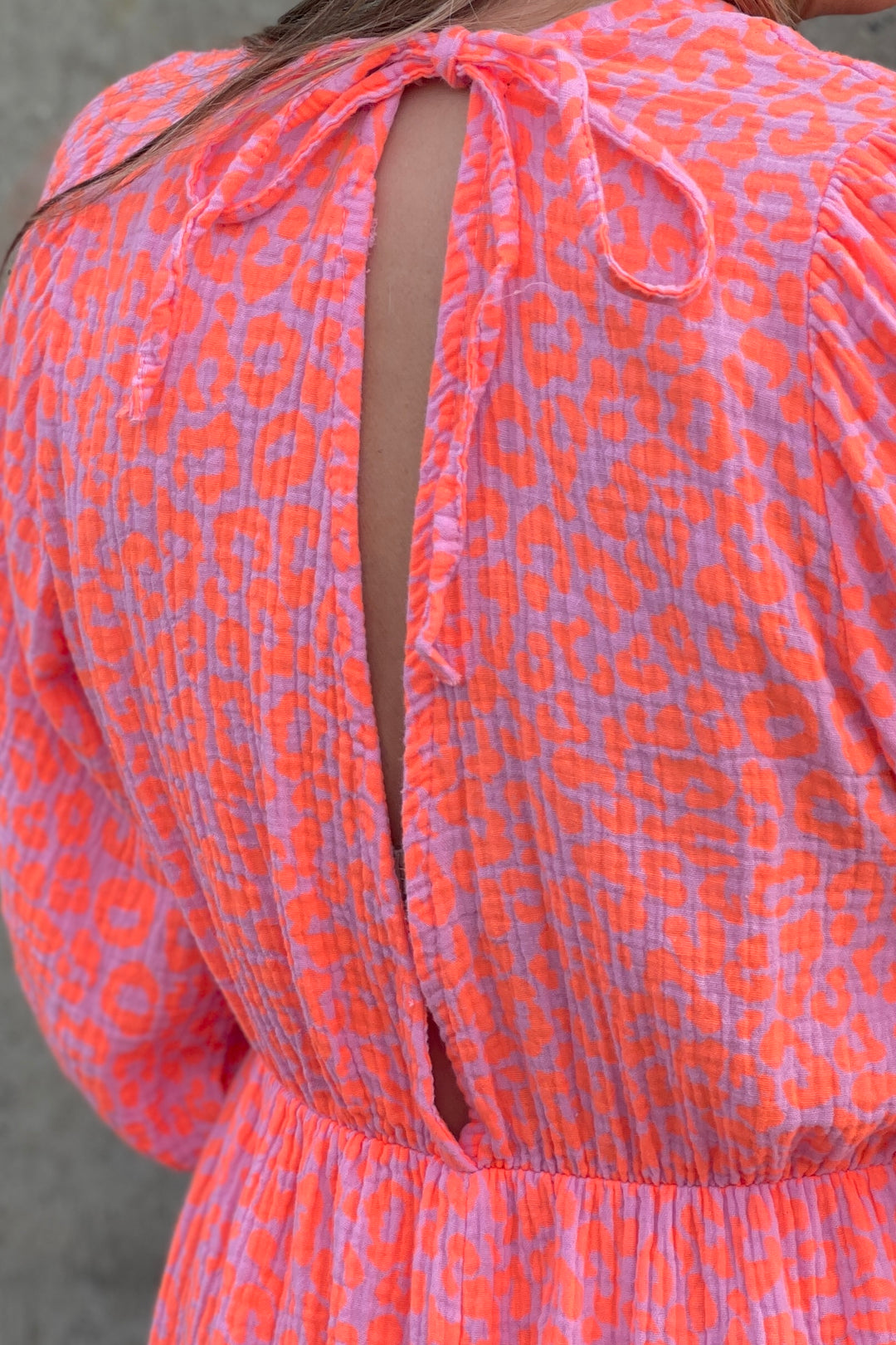 Beth Cheesecloth Cotton Dress | Neon Leo Coral