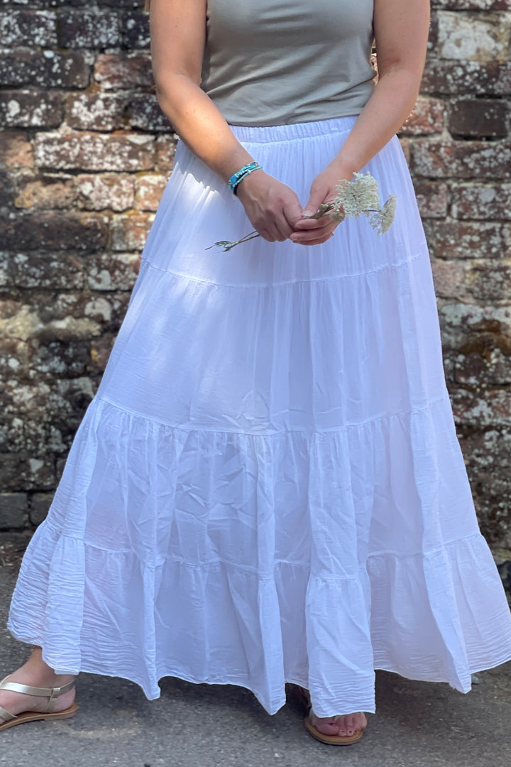 Boho Tiered Cotton Maxi Skirt