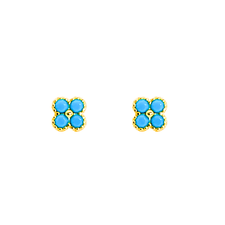Crystal Flower Stud Earrings | Turquoise