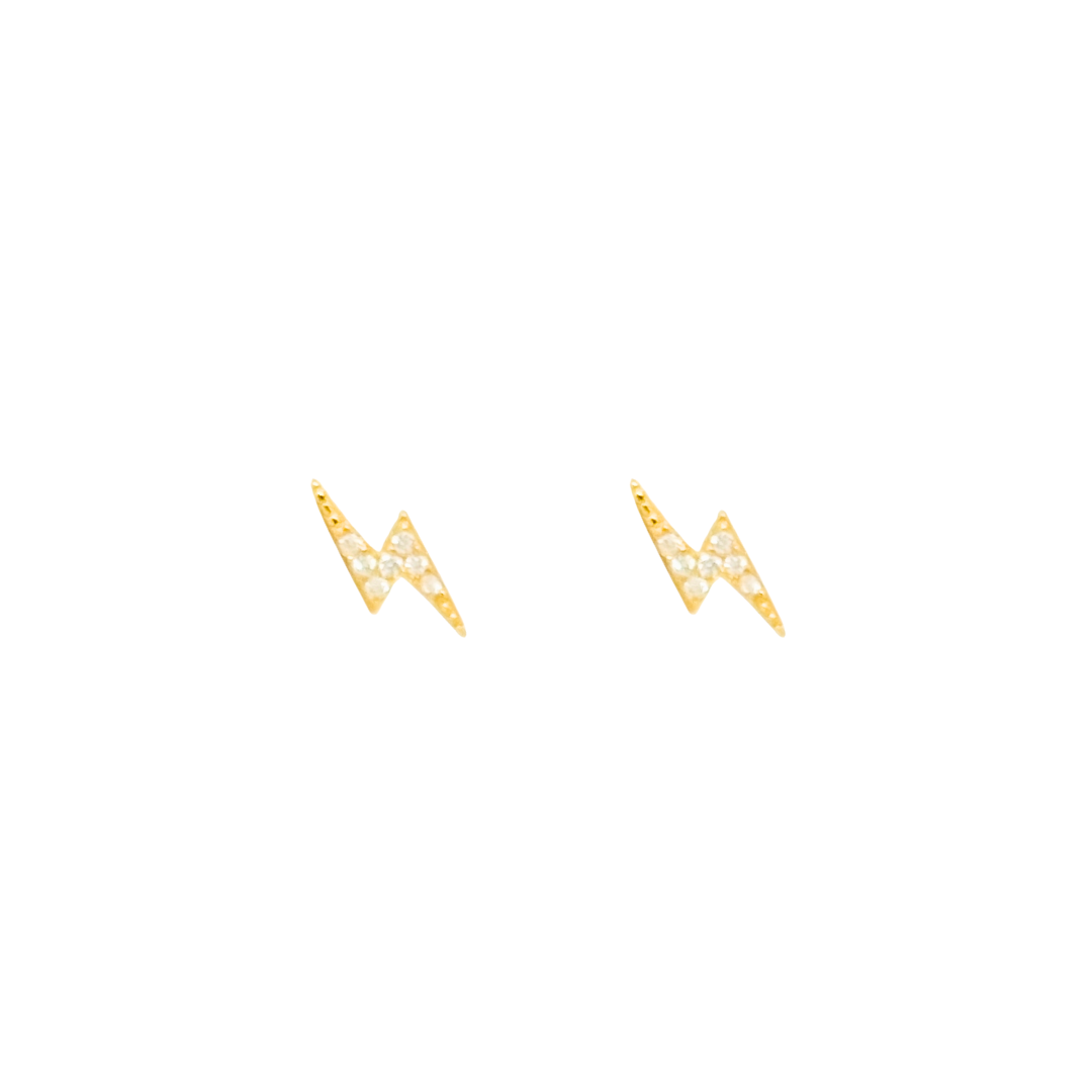 Crystal Bolt Stud Earrings | Gold