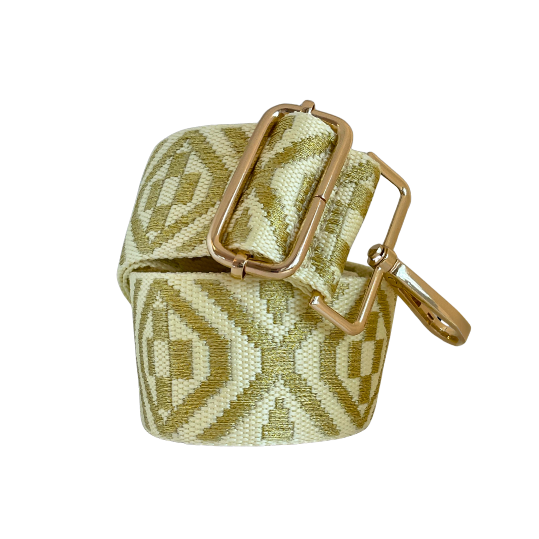 Aztec Metallic Bag Strap | Cream x Gold