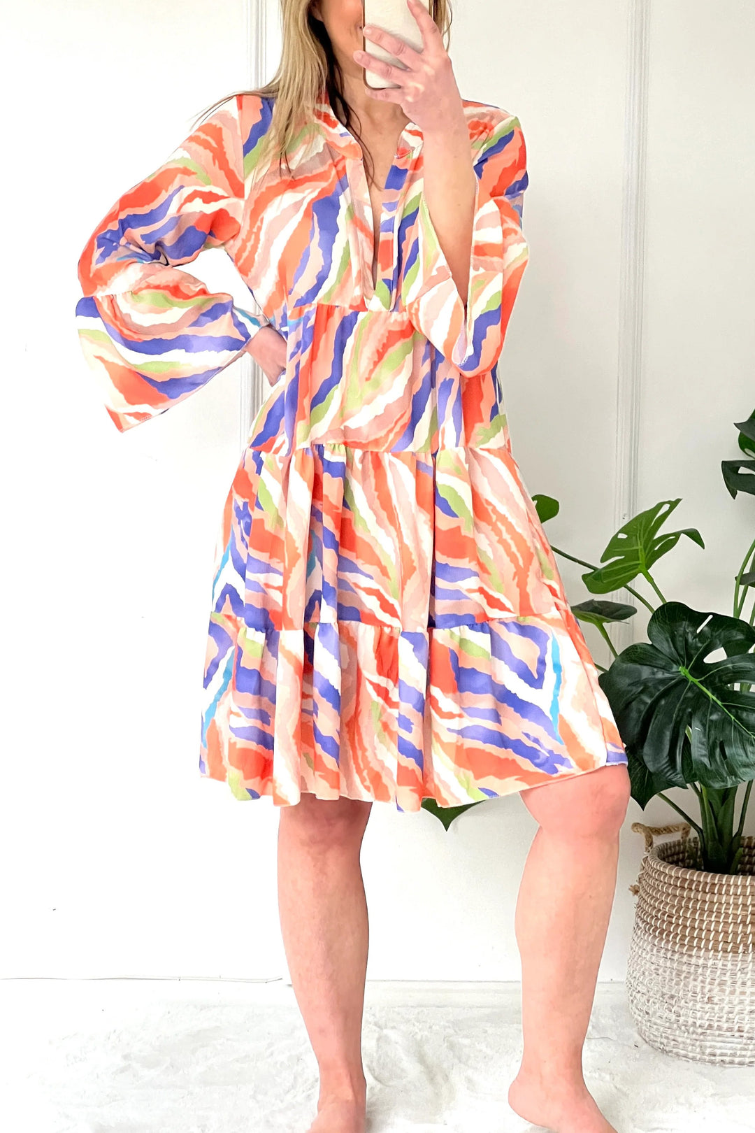 Emi Boho Abstract Dress | Oranges