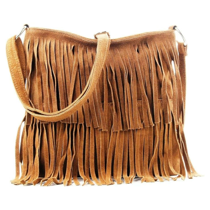 Didi Large Boho Festival Tassel Suede Crossbody Bag