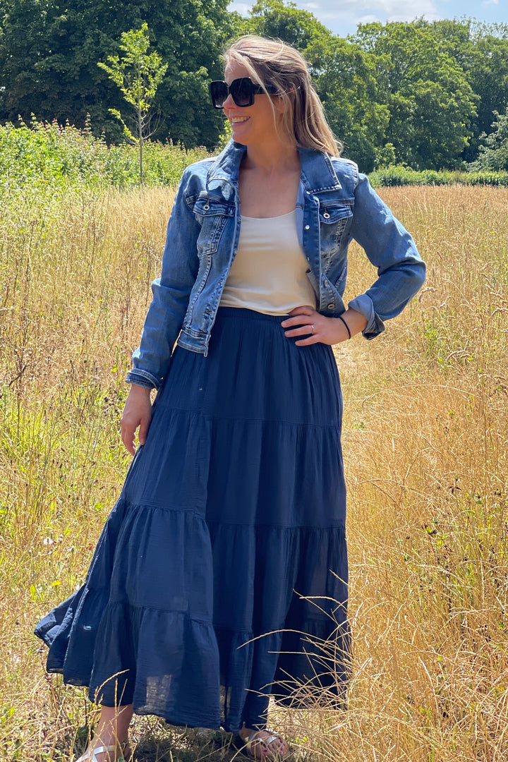 Boho Tiered Cotton Maxi Skirt