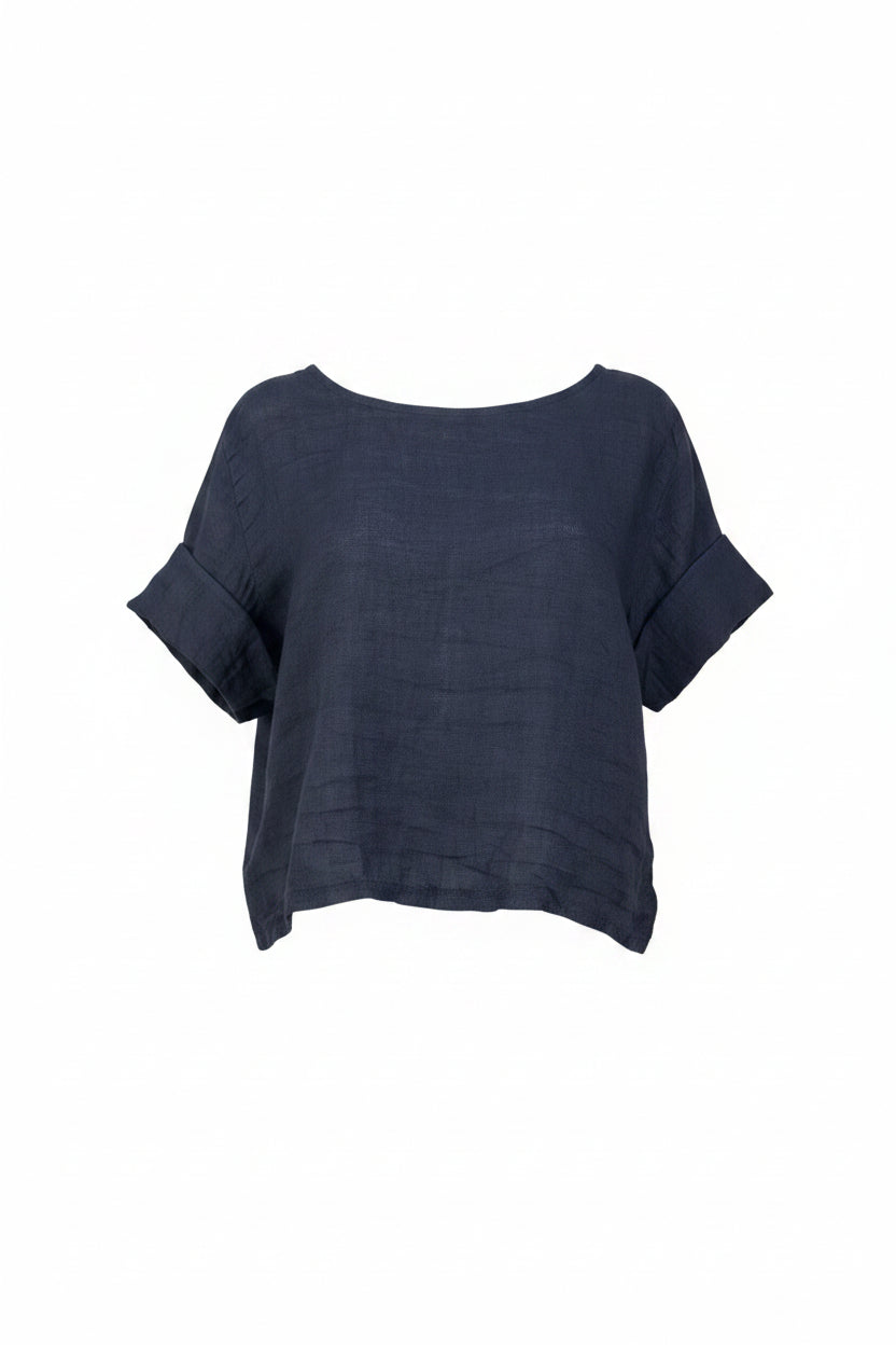 Francesca Button Back Linen Top Blouse