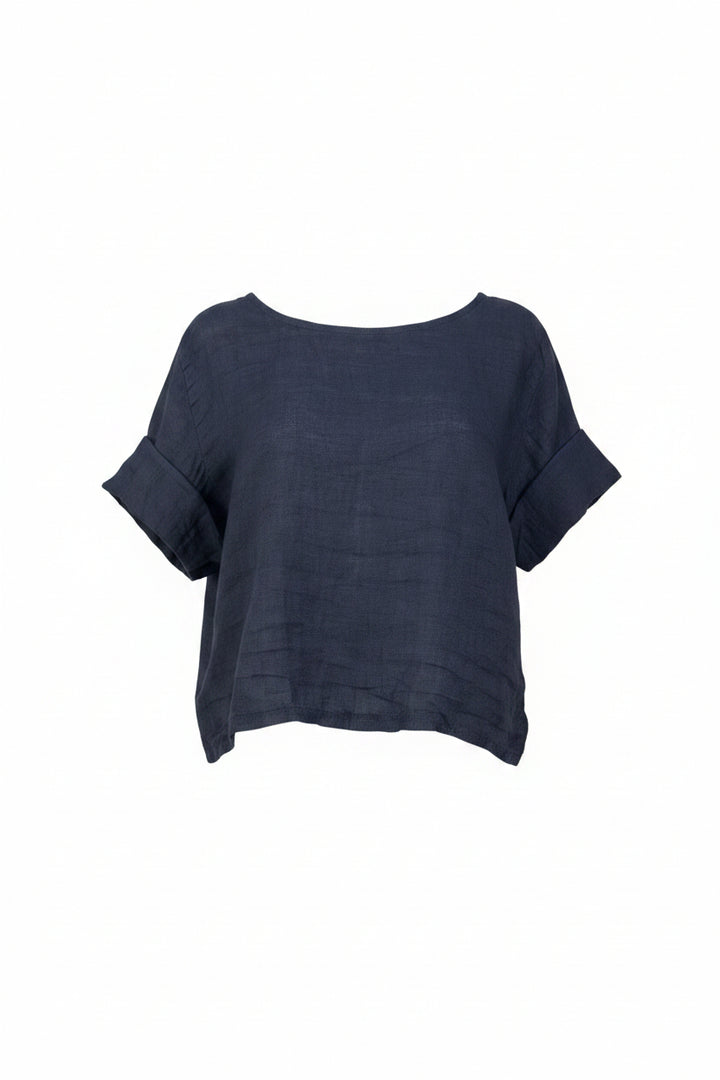 Francesca Button Back Linen Top Blouse