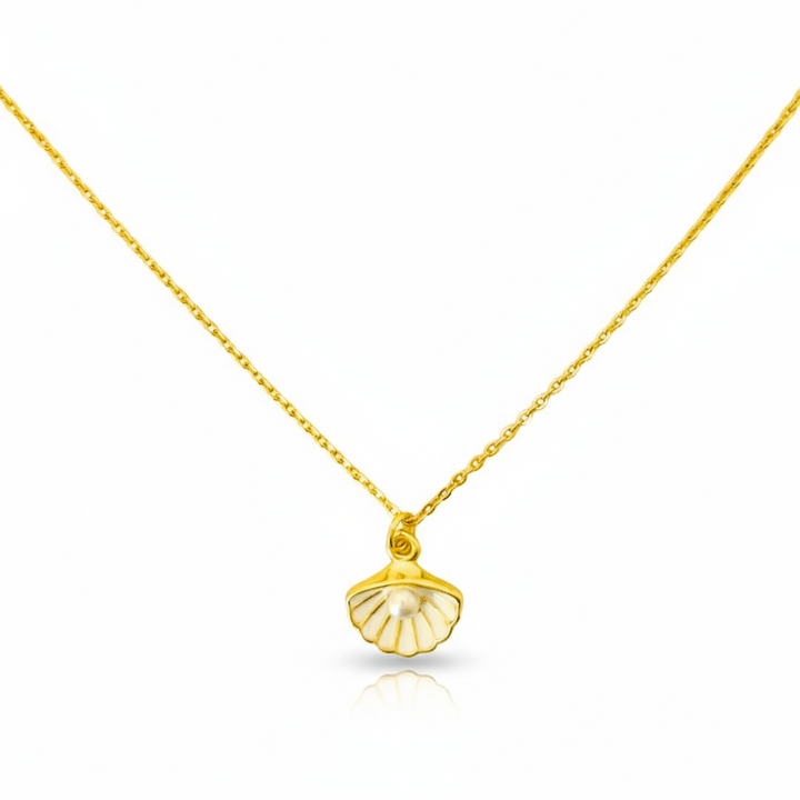 Enamel Shell & Pearl Necklace
