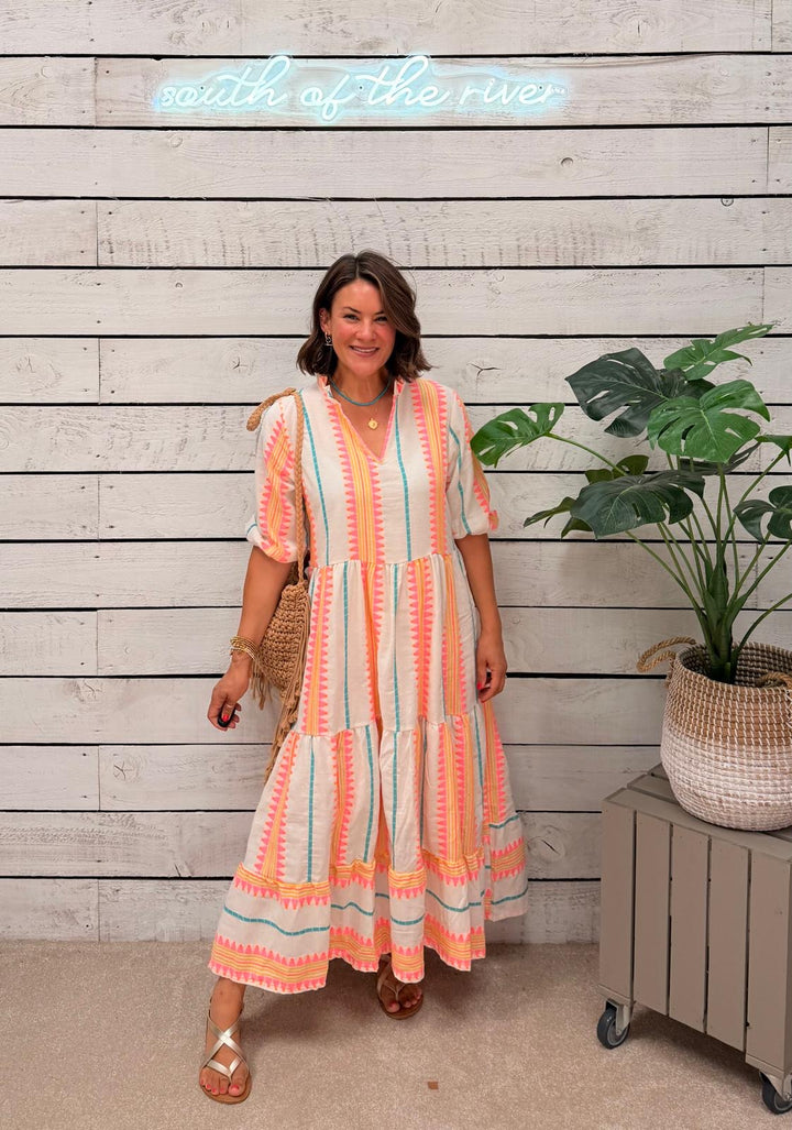 Freya Dress | Neon Pink x Orange