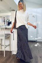 chocolate polka dot bias slip skirt 