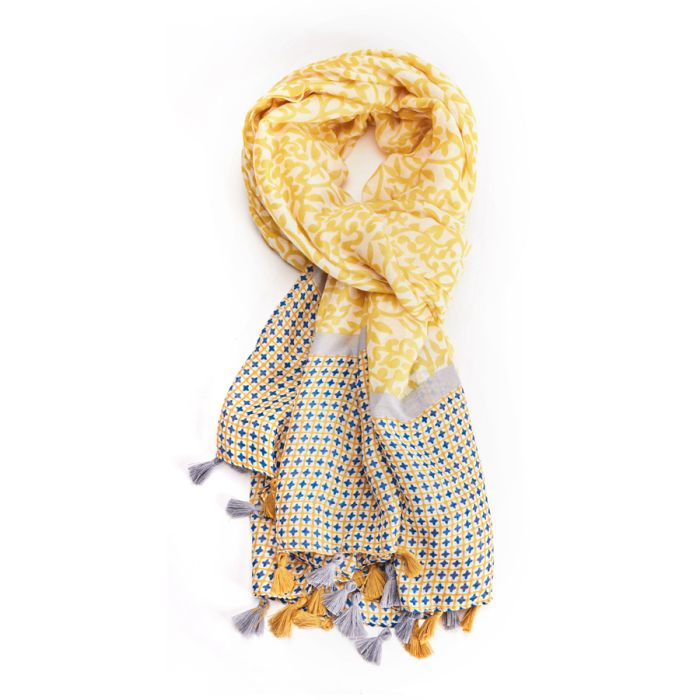 Tile Tassel Scarf | Yellow