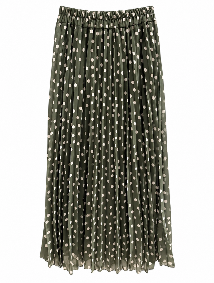Bessie Pleated Polka Dot Maxi Skirt