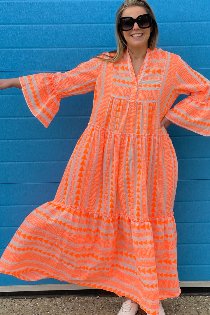 Farah Dress | Neon Coral