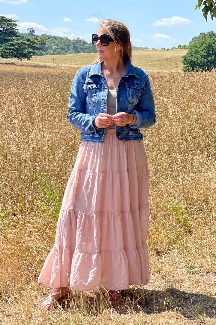 Boho Tiered Cotton Maxi Skirt