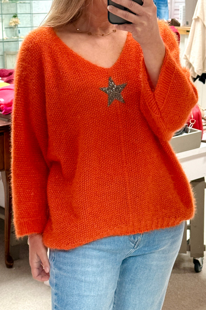 Estelle Star Soft Knit V Neck Jumper