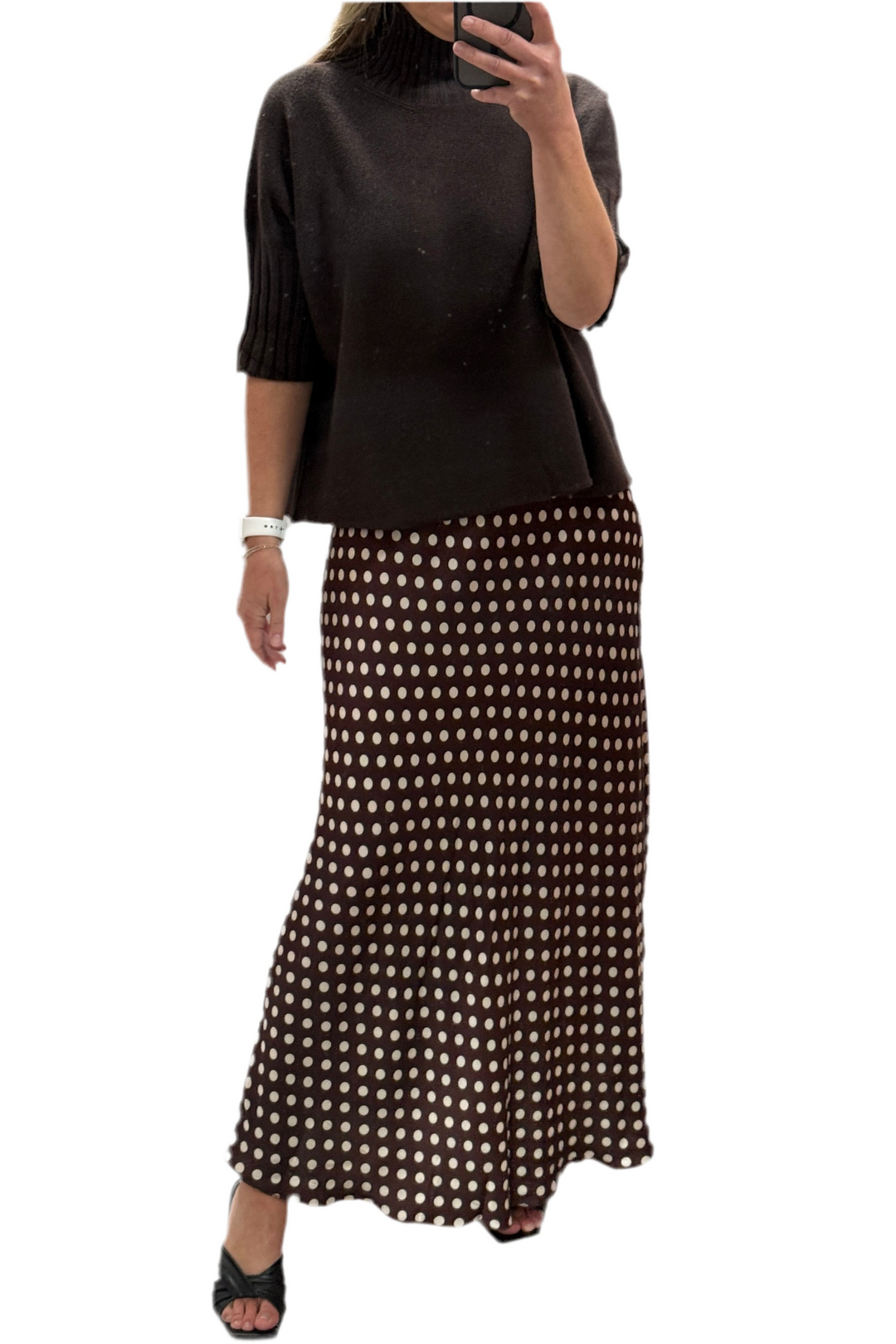 *** PRE ORDER *** Sarah Polka Dot Skirt (Black or Chocolate)