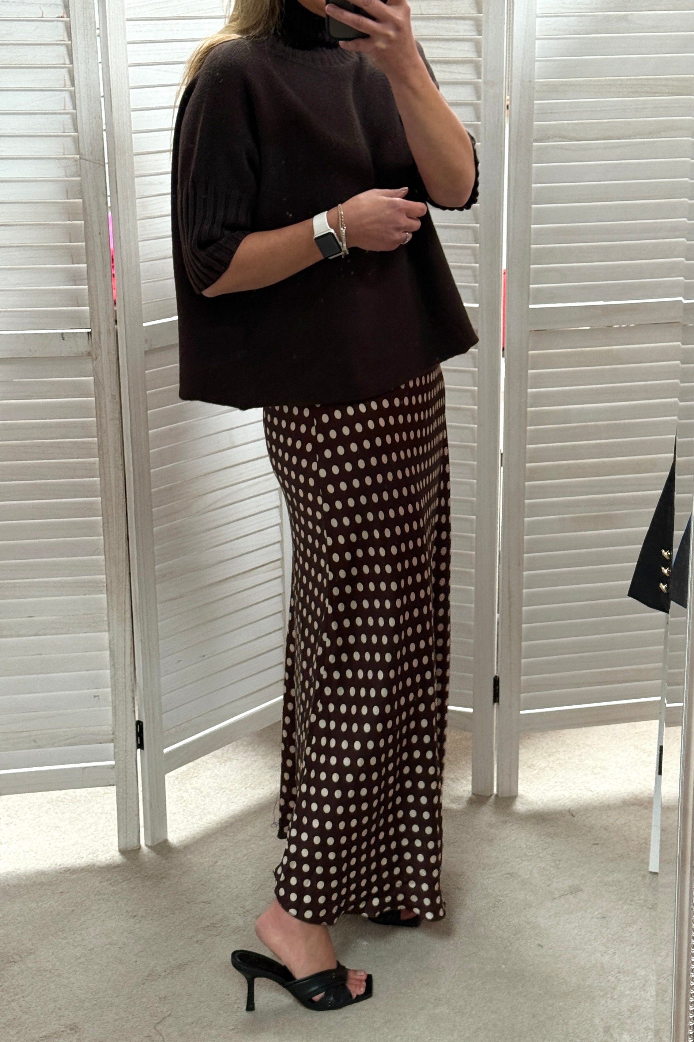 Sarah Polka Dot Skirt (Black or Chocolate)