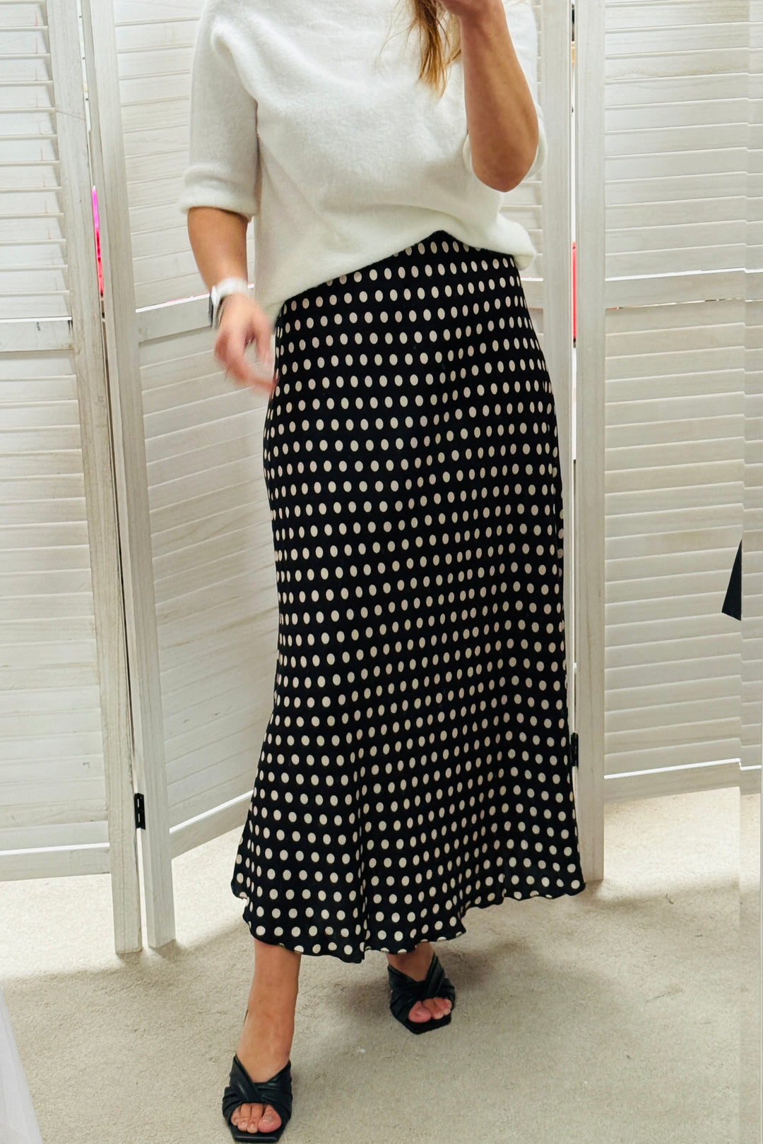 *** PRE ORDER *** Sarah Polka Dot Skirt (Black or Chocolate)