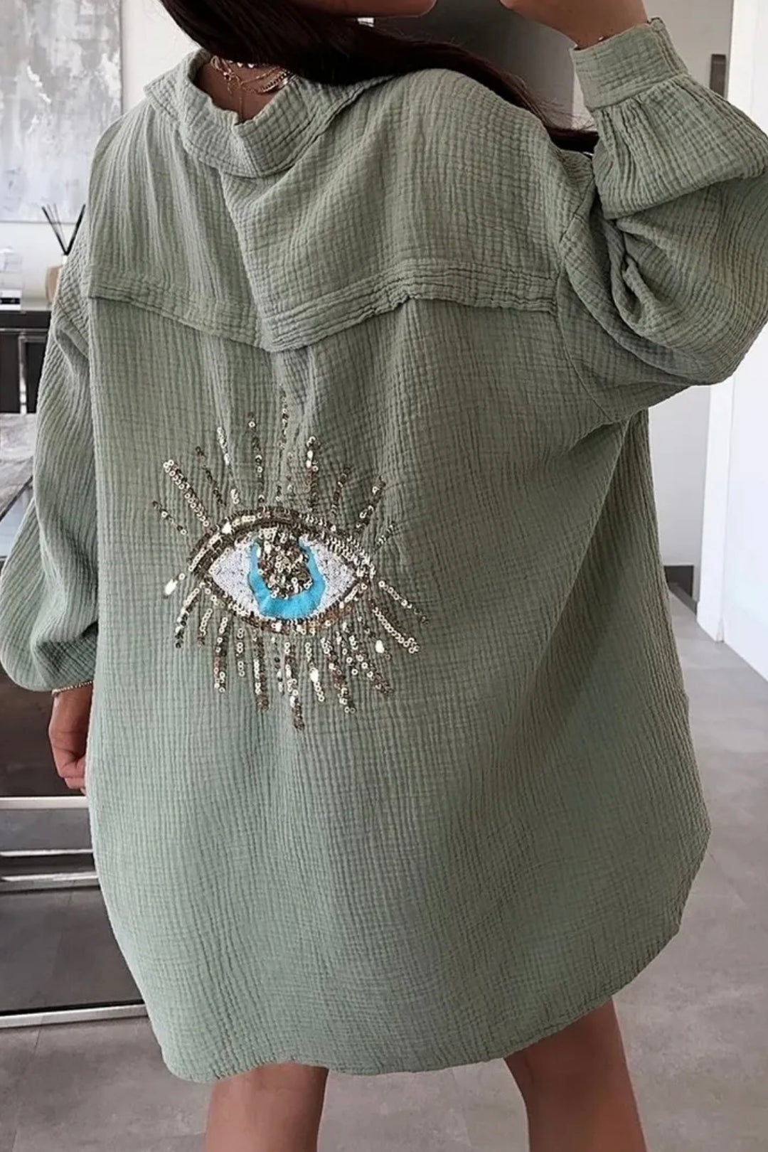 Sia Eye Amulet Oversize Blouse | Khaki