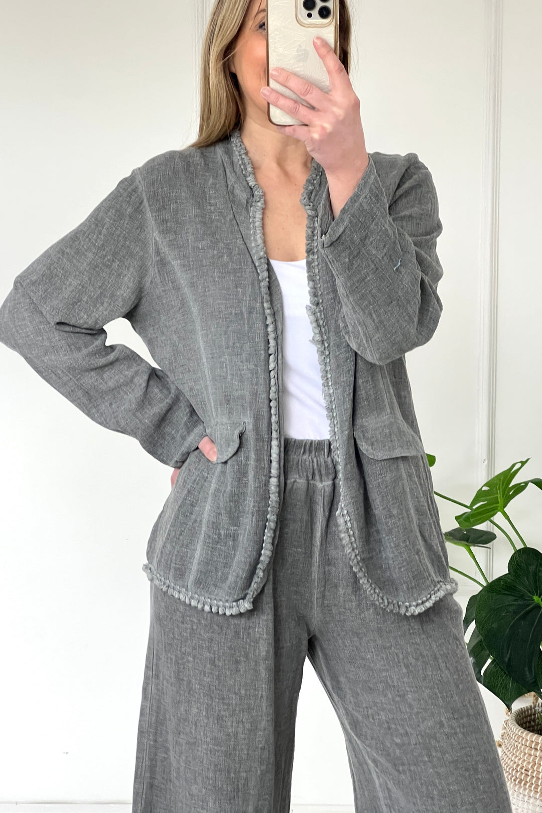 Jinny Washed Linen Jacket | French Grey