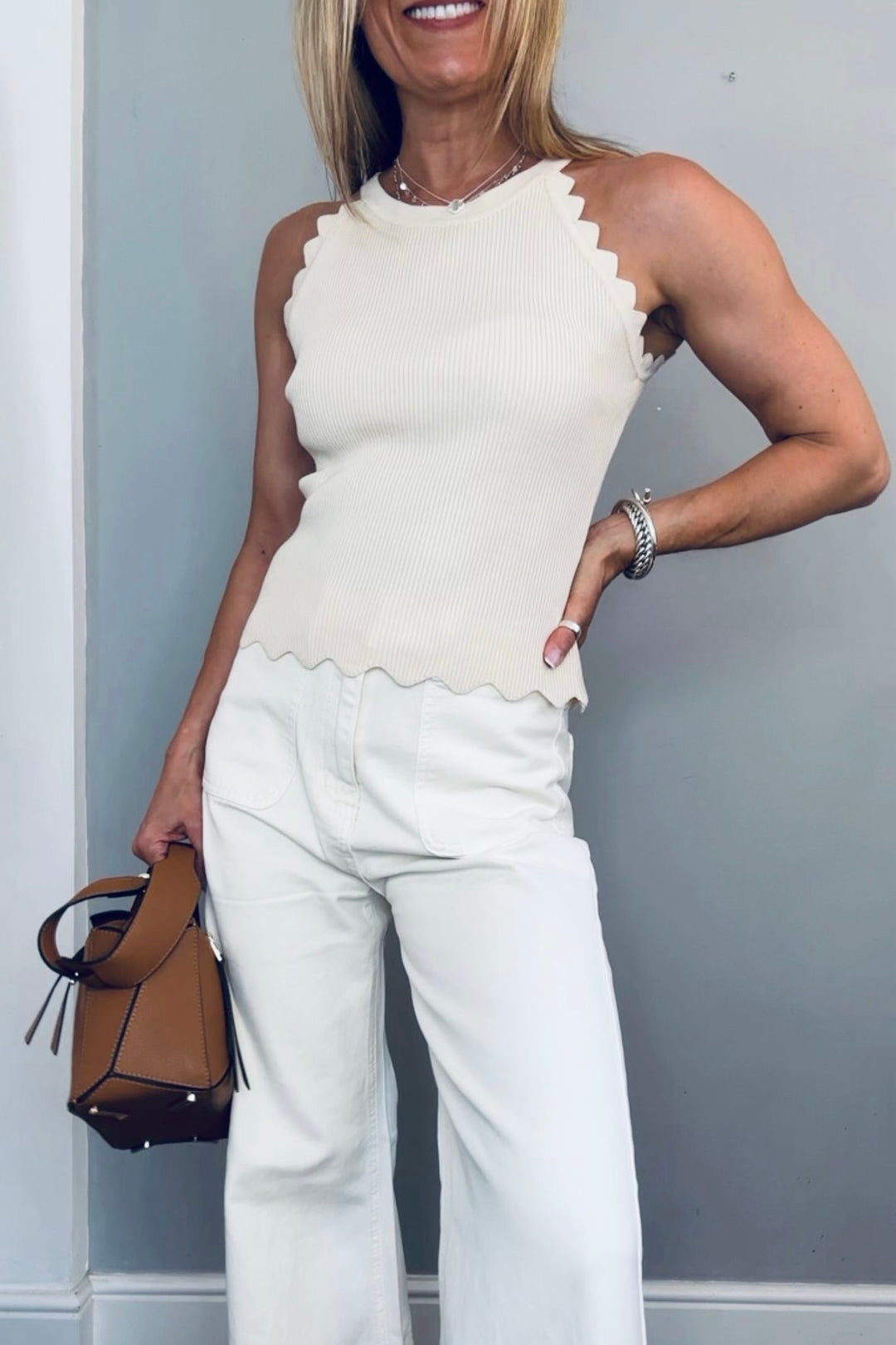 ** PRE ORDER **Cara Scallop Edge Rib Vest Top