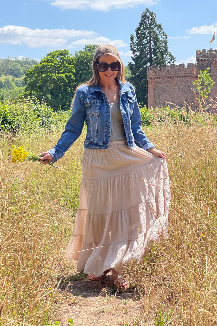 Boho Tiered Cotton Maxi Skirt