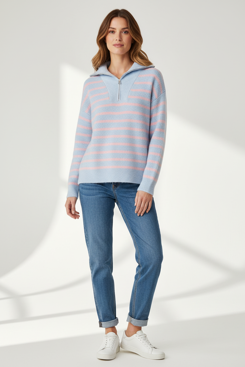 Kiki Quarter Zip Funnel Neck Jumper
