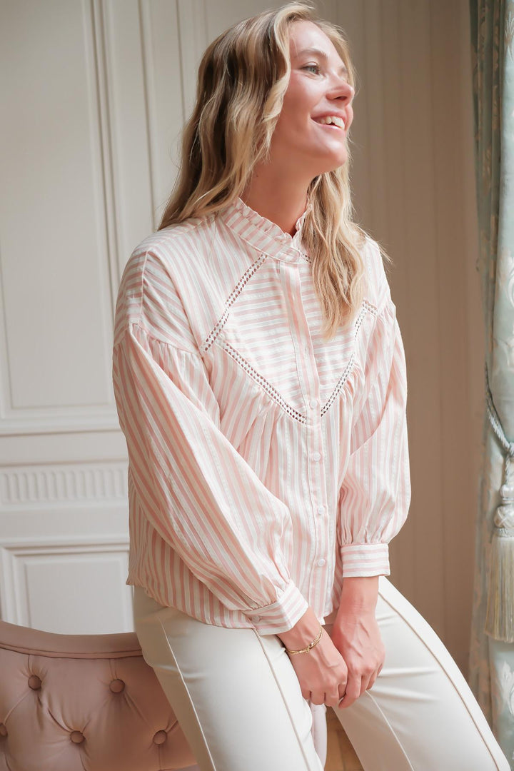 Lily Blouse | Pink & Cream