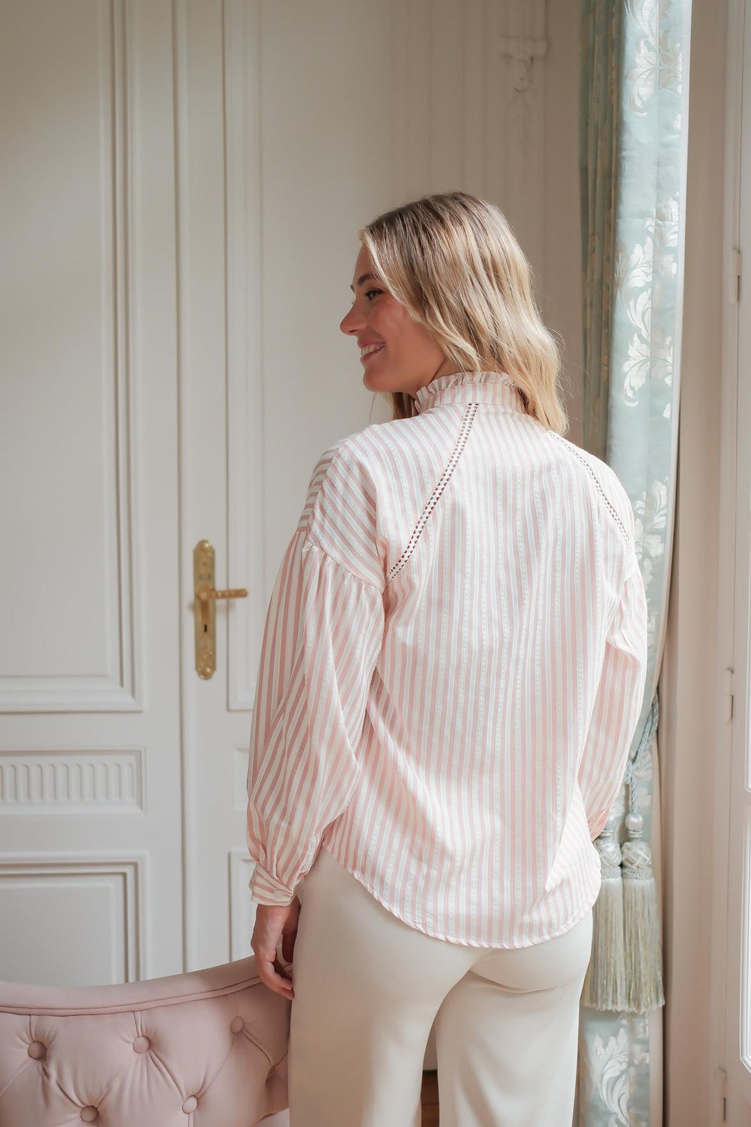 Lily Blouse | Pink & Cream