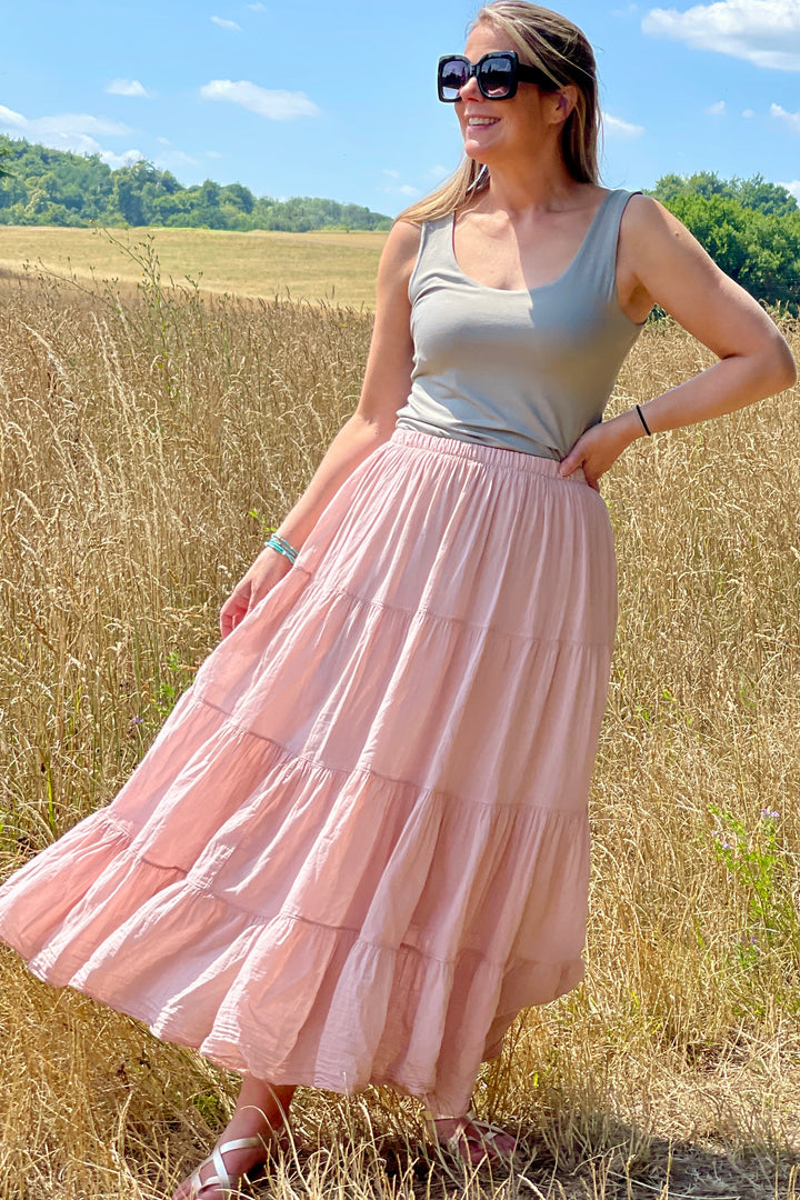 Boho Tiered Cotton Maxi Skirt