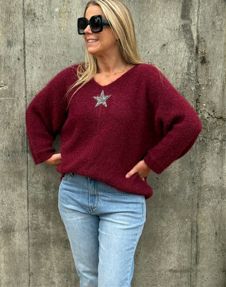 Estelle Star Soft Knit V Neck Jumper