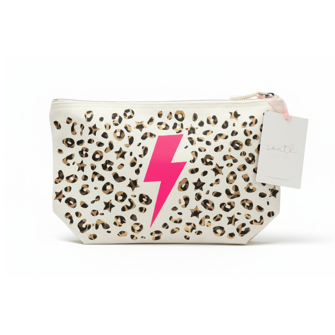 Bolt or Star Wash Bag | Leopard Print