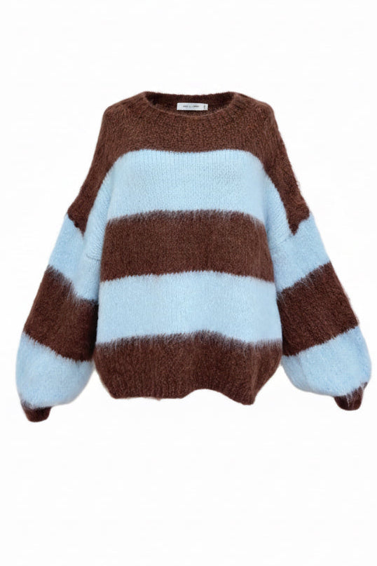 Breda Chunky Stripe Jumper (Chocolate Brown & Pastel Blue)