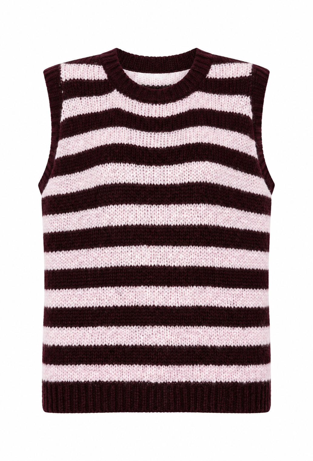 Ecci Sleeveless Striped Knitted Vest | Burgundy & Pink
