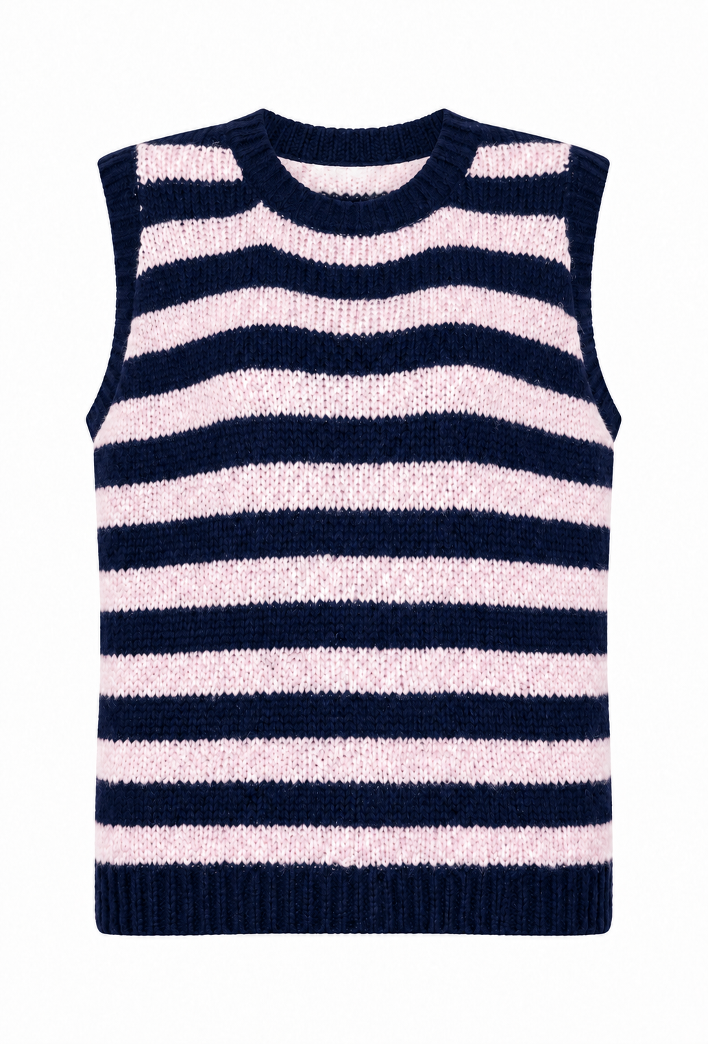 Ecci Sleeveless Striped Knitted Vest | Navy & Pink
