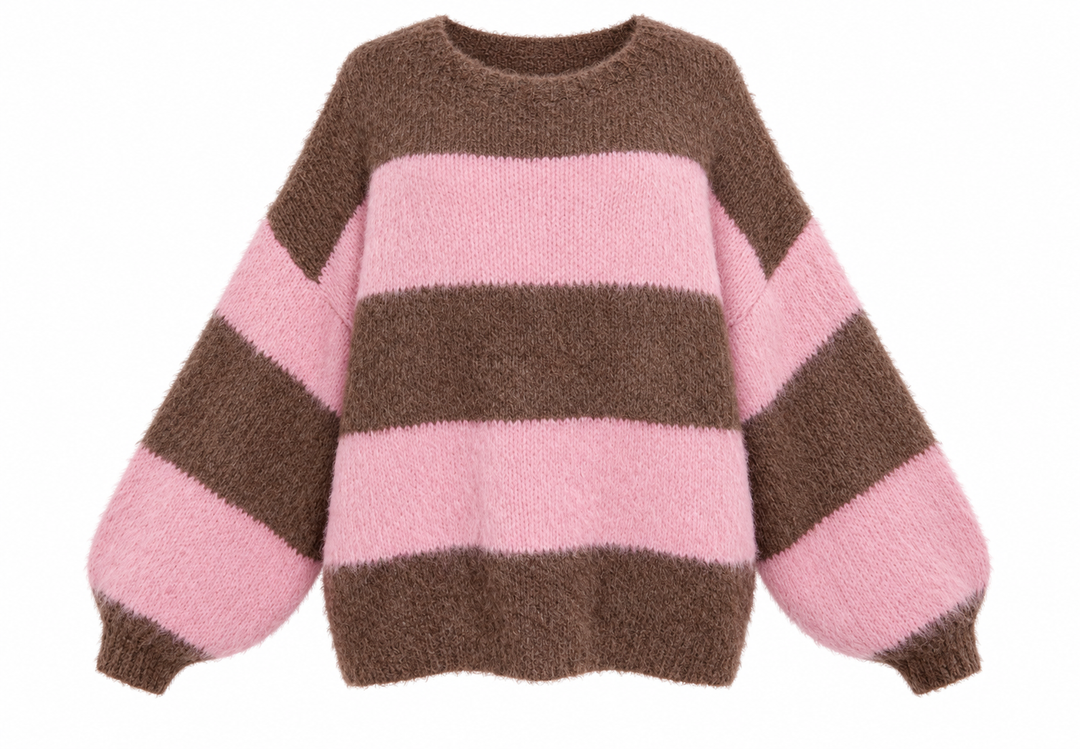 Breda Chunky Stripe Jumper | Brown & Pink