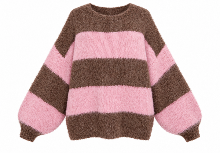 Breda Chunky Stripe Jumper | Brown & Pink